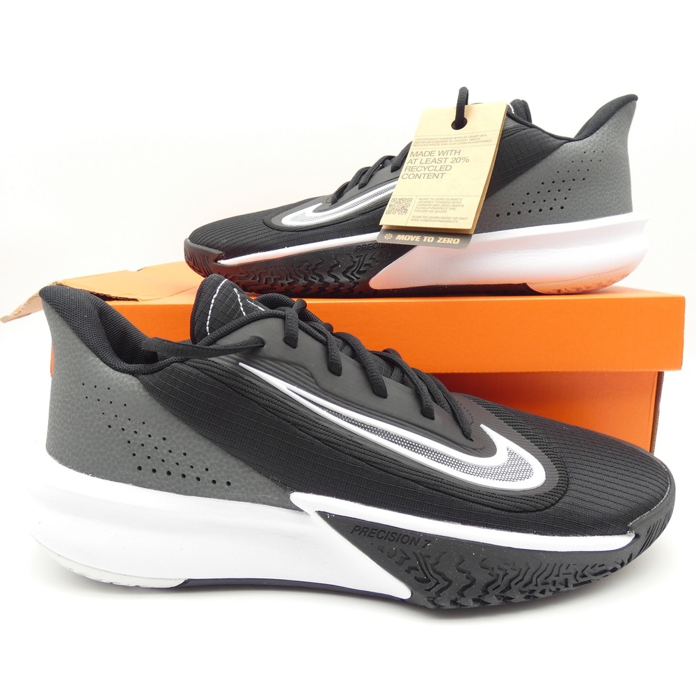Nike Precision VII Mens 11 Black White Iron Grey Basketball Shoes FN4322-005 NEW